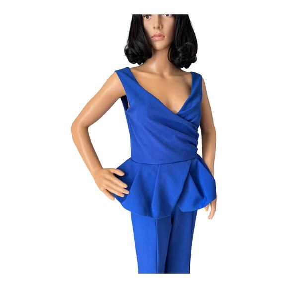 Retro 70's jumpsuit Deep v neck Ruffled super split flared bell legs size small - Picture 7 of 17